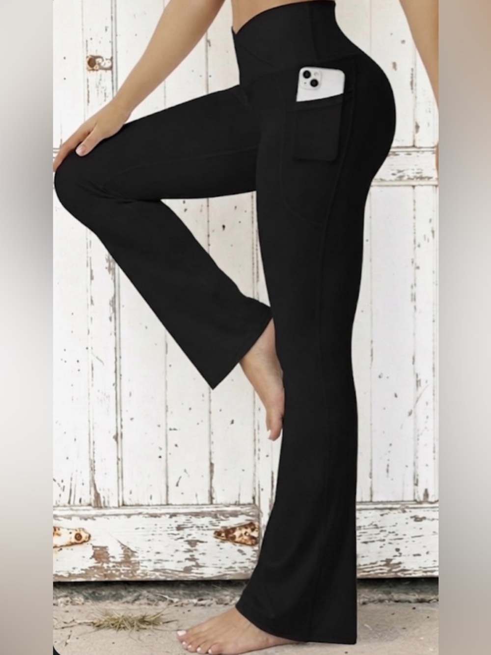 Amazon Black High-Waist Flare Pocket Pants